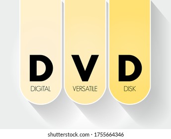 DVD - Digital Versatile Disk acronym, technology concept background