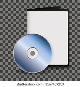 DVD disc and box template for your design, vector on transparent background