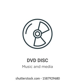 Dvd disc outline vector icon. Thin line black dvd disc icon, flat vector simple element illustration from editable music and media concept isolated on white background