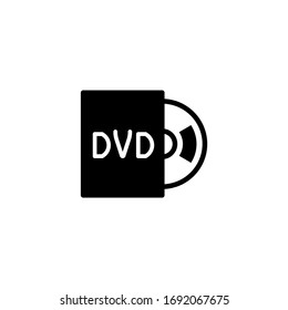 Dvd Disk Vektorillustration Symbol auf schwarz-solidem, flachem Design-Symbol einzeln auf weißem Hintergrund