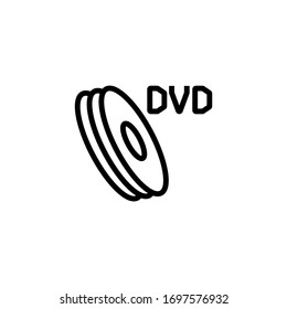 Dvd disc vector icon in linear, outline icon isolated on white background