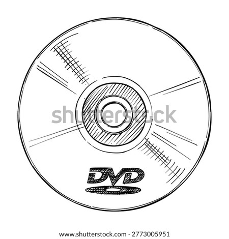 dvd disc vector line art hand drawn illustration