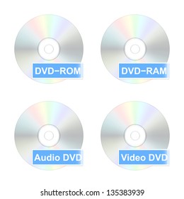 DVD disk icons. Part one. Vector illustration.
