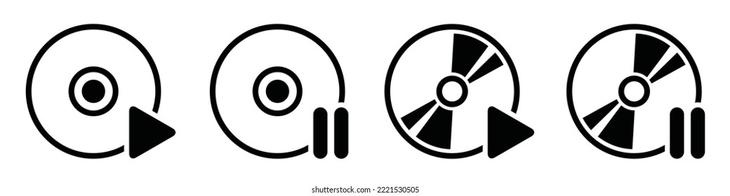 DVD disk with play and pause icon, vector illustration