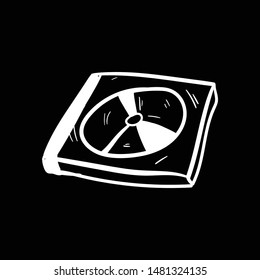 dvd doodle icon vector hand drawing flat black