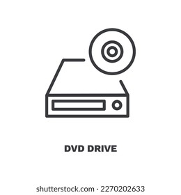 dvd drive icons. Thin line dvd drive, drive icon from computer and tech collection. Outline vector isolated on white background. Editable dvd drive symbol can be used web and mobile