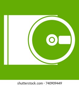DVD drive open icon white isolated on green background. Vector illustration