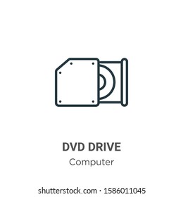 Dvd drive outline vector icon. Thin line black dvd drive icon, flat vector simple element illustration from editable computer concept isolated on white background