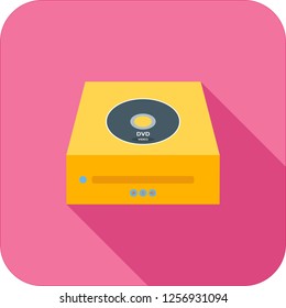 DVD flat multi color long shadow icon.