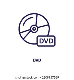 dvd icon from cinema collection. Thin linear dvd, television, film outline icon isolated on white background. Line vector dvd sign, symbol for web and mobile
