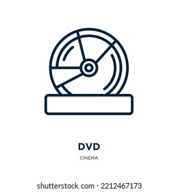 dvd icon from cinema collection. Thin linear dvd, technology, computer outline icon isolated on white background. Line vector dvd sign, symbol for web and mobile