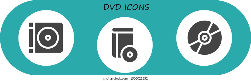 dvd icon set. 3 filled dvd icons.  Simple modern icons about  - Dvd, Cd, Compact disc