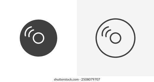 Dvd icon in solid and outlined style