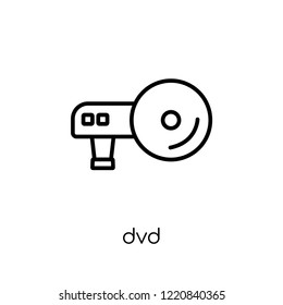 DVD icon. Trendy modern flat linear vector DVD icon on white background from thin line hardware collection, editable outline stroke vector illustration