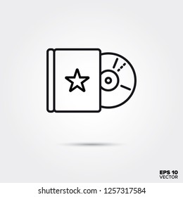 DVD And Packaging Line Icon Vector Illustration. Media And Entertainment Symbol.