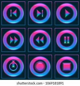 Dvd player buttons. Glossy icon application vector logo