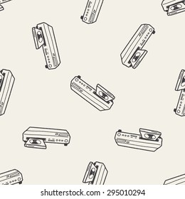 dvd player doodle seamless pattern background