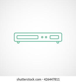 DVD Player Green Line Icon On White Background