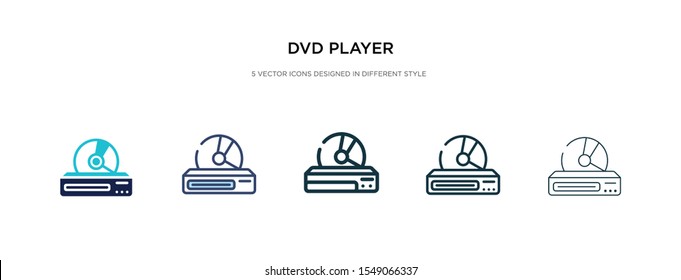dvd player icon in different style vector illustration. two colored and black dvd player vector icons designed in filled, outline, line and stroke style can be used for web, mobile, ui