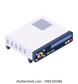 Dvd player icon, isometric vector design.
