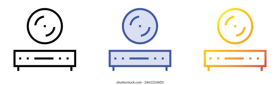 icono del reproductor de dvd. Diseño de estilo de relleno lineal, azul y degradado aislado sobre fondo blanco