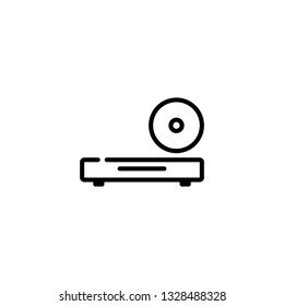 dvd player icon, outline black style