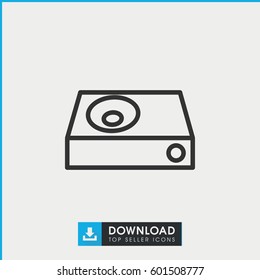 dvd player icon. simple outline dvd player vector icon. on white background.