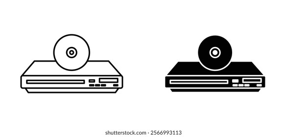 Dvd player icons in outline and fill. vector illustration for ui.