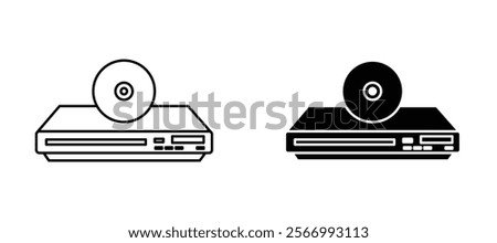 Dvd player icons in outline and fill. vector illustration for ui.