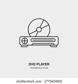 DVD player Line Icon on Isolated Background. Vector Illustration of Movie Disc. Outline Household Electrical Equipment.
