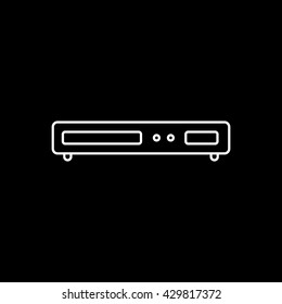 DVD Player Line Icon On Black Background