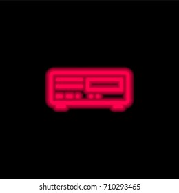 Dvd player red glowing neon ui ux icon. Glowing sign logo vector