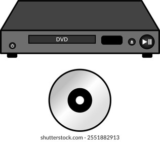 dvd player vector with dvd disc