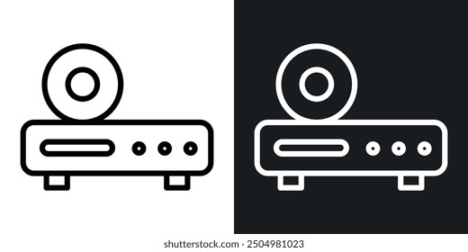 Dvd player vector icon set black and white filled and outlined style.