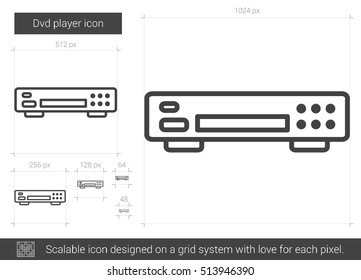DVD-Player, Vektorgrafik-Symbol einzeln auf weißem Hintergrund. Dvd Player Line Symbol für Infografik, Website oder App. Skalierbares Symbol, das auf einem Gittersystem entworfen wurde.
