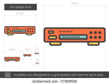 Dvd player vector line icon isolated on white background. Dvd player line icon for infographic, website or app. Scalable icon designed on a grid system.