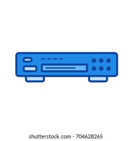 Dvd player vector line icon isolated on white background. Dvd player line icon for infographic, website or app. Blue icon designed on a grid system.