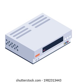 Dvd rom icon, vcr isometric vector design.