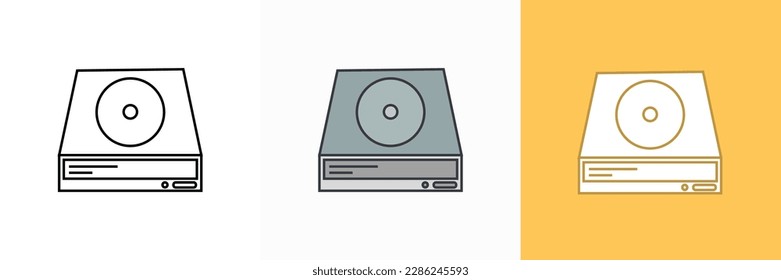 DVD ROM Icon Vector Illustration, The design highlights the versatility and efficiency of DVD ROM technology in various applications, from software installation to multimedia playback