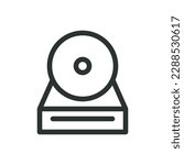 DVD rom isolated icon, internal cd drive vector icon with editable stroke