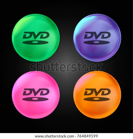 DVD ROM logotype crystal ball design icon in green - blue - pink and orange.