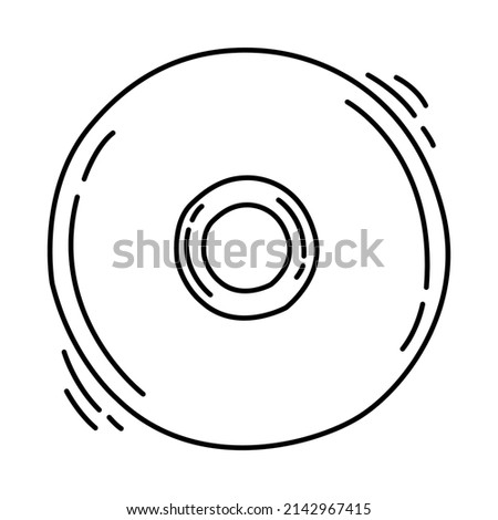DVD RW Disk Part of Computer and Hardware Hand Drawn Icon Set Vector.