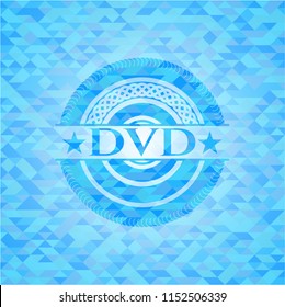 DVD sky blue emblem with mosaic ecological style background
