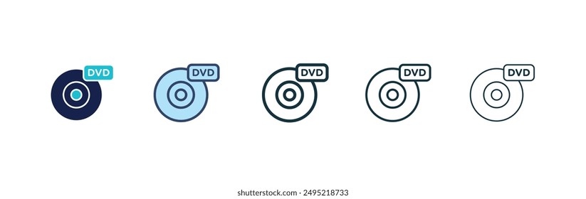 DVD Vektorgrafik Icon Set schwarz gefüllt und umrissen Stil.