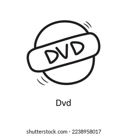 Dvd vector outline Icon Design illustration. Entertainment Symbol on White background EPS 10 File
