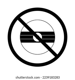 DVD y CD. Ilustración de un disco informático de dibujos animados. Negro y blanco, silueta sobre fondo blanco. Prohibir la captura y el almacenamiento de archivos de fotos y vídeo. Aislado