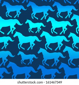 DVector seamless pattern with stylized silhouette horses. Template for your design. Vector illustration 