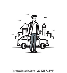dventurous Traveler Icon  Explore the World with Style line art black lines simple illustration