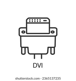 DVI cable, linear icon. Line with editable stroke