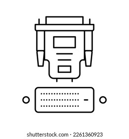 vector de icono de línea de puerto y cable dvi. señal de puerto y cable dvi. símbolo de contorno aislado ilustración negra